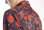 Baïsap - Chemise noire fleurie - Fleurs Rouges - Chemise homme en coton doux et léger - #2394