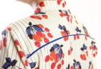 Baïsap - Chemise cerise femme manche longue - Chemise motif sur tissu rayé - #2466