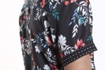Baïsap - Chemise manche courte noire à motifs -Papillons - Chemisette cintrée pour homme, imprimé papillon - #2411