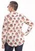 Baïsap - Chemise cerise femme manche longue - Chemise motif sur tissu rayé - #2465