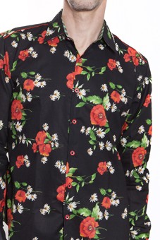 Baïsap - Poppies shirt for men - Red floral shirt