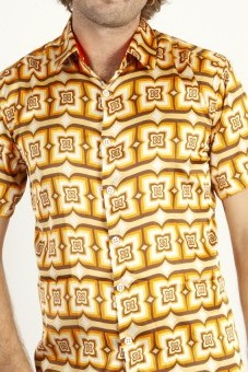 Baïsap - Disco dress shirt - short sleeve - Bright orange shirt for men