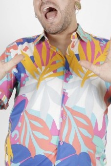 Baïsap - Leaves shirt short sleeve - Naive - Colorful half shirt for men