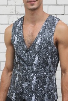 Baïsap - Snake print vest for men - Reversible waistcoat with snake pattern