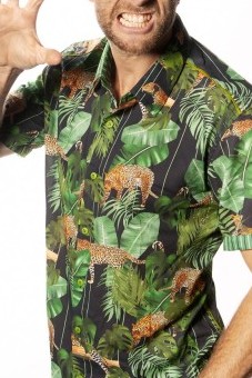 Baïsap - Black printed shirt - Grrr - Tropical shirts, leopard and jungle