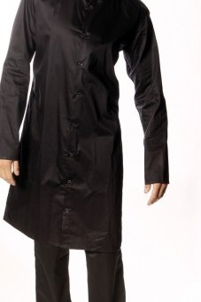Baïsap - Chemise longue noire - Tunique homme col mao en popeline de coton