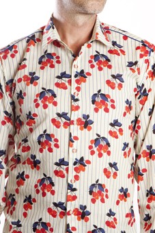 Baïsap - Cherry print shirt - Tricolor shirt for men