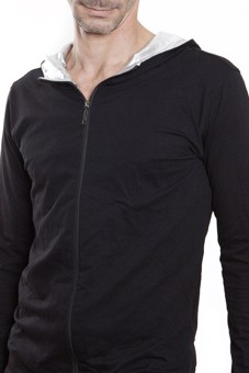 Baïsap - Silver hoodie for men - Black and silver hoodie with zip