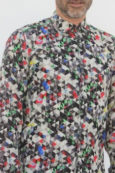 Baïsap - Triangle pattern shirt - Light Triangles - Graphic button up shirts, light cotton