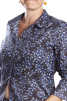 Baïsap - Blue floral blouse - Forget-Me-Not - Printed women shirt long sleeve