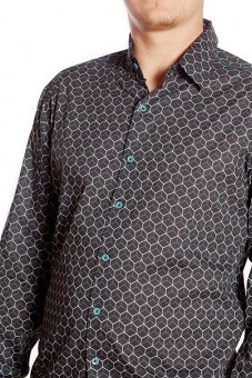 Baïsap - Blue and black shirt - Cubes - Geometric shirts for men