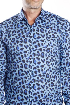 Baïsap - Blue Leopard Shirt - Blue leopard print