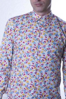 Baïsap - Rainbow dress shirt - Waves - Multicolor shirt for men, slim fit