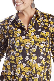 Baïsap - Yellow floral blouse - Black printed blouse for women
