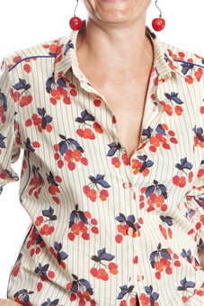 Baïsap - Cherry print blouse - Blue and red blouse