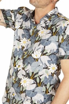 Baïsap - Lotus Hemd - Blaues Hemd mit Blumen