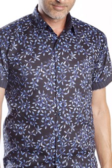 Baïsap - Floral half shirt - Forget-Me-Not - Light cotton shirt, short sleeve
