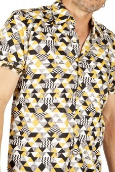 Baïsap - Black and gold shirt - TrianglesBlack and gold shirt - Triangles - Fitted short sleeve button up