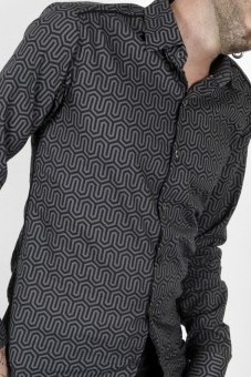 Baïsap - Labyrinth shirt - long sleeve - Geometric print shirt, slim fit