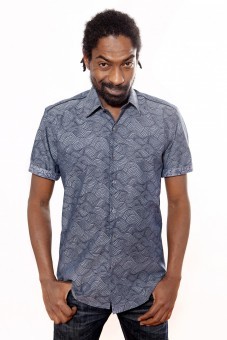 Baïsap - Camisa chambray manga corta - Nueva Ola - Camisa vaqueros estampada