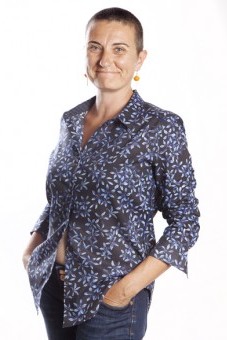 Baïsap - Blusa negra con flores - Miosotis  - Blusa azul estampada manga larga