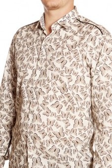 Baïsap - Butterfly shirt mens - Swarm - Cream printed shirt, light cotton