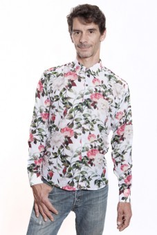 Baïsap - Camisa blanca con rosas - Rosas Blancas - White floral shirt for men