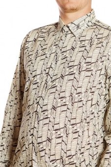 Baïsap - Feather shirt men - Cream printed shirt