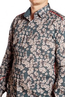 Baïsap - Cherry blossom shirt - Blue Blossom - Blue floral shirt for men, light cotton