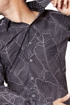 Baïsap - Banana leaf shirt - Gray - Black and gray shirt