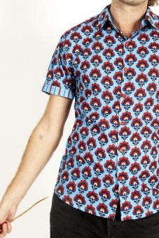 Baïsap - Half sleeve floral shirt - Hydrangea - Retro dress shirts cotton made