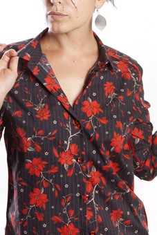 Baïsap - Red floral blouse - Black and red printed blouse