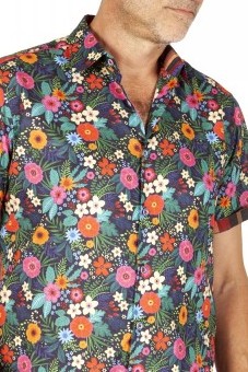 Baïsap - Liberty Hemden Herren - Wiesenblume - Kurzarm Hemd Blumenmuster aus Baumwolle