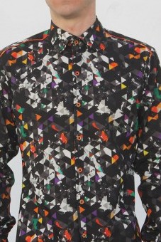 Baïsap - Triangle pattern shirt - Dark Triangles - Graphic button up shirts, light cotton