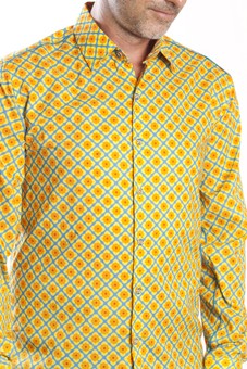 Baïsap - Flower shirt men - Narcissus - Light cotton shirt, slim fit