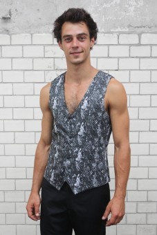 Baïsap - Chalecos casuales para hombres - Serpiente - Chaleco reversible, estampado serpiente y negro