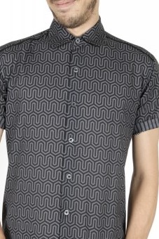 Baïsap - Casual short sleeve shirt -Labyrinth - Geometric print shirt for men