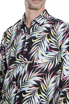 Baïsap - Multicolor shirt - Palms - Black printed shirt