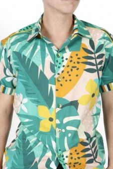 Baïsap - Green hawaiian shirt -Tropicool - Green short sleeve button down
