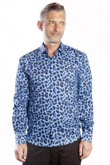 Baïsap -  Camisa Leopardo Azul - Estampado leopardo azul y negro 