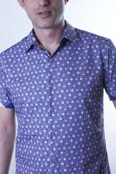 Baïsap - Floral short sleeve shirt - Graphic - Poplin dress shirt, slim fit