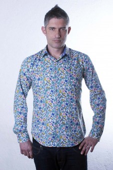 Baïsap - Camisa entallada hombre - Oliva  -  Camisa estampada floral