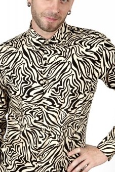Baïsap - Mens zebra print shirt - Beige and black pattern