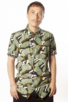 Baïsap - Camisa hojas manga corta - Banana  - Camisa estampado tropical de hombre 