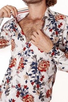 Baïsap - White floral shirt - Peony - Fitted dress shirts for men