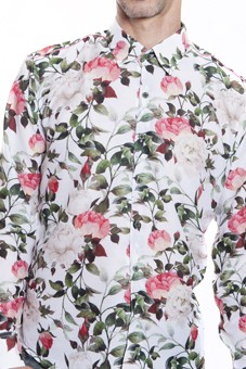 Baïsap - Roses dress shirt - White Roses - White floral shirt for men