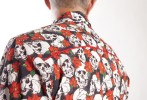 Baïsap - Totenkopf Hemd kurzarm - Floral half shirt with skulls - #2521