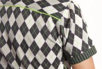 Baïsap - Argyle shirt, short sleeve - Jacquard - Printed half shirt, gray checks - #2440