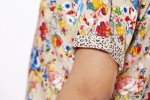 Baïsap - Kurzarm Hemd Blumen - Aquarell - Taupe leichte Viskose mit Regenbogen Blumen - #2792