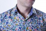 Baïsap - Mens fitted shirt - Olive - Flower & fruit print shirt - #1482